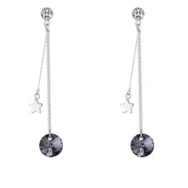   Fülbevaló csillaggal és Swarovski kristállyal díszített, fekete