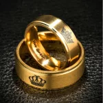 Nemesacél női karikagyűrű, "His Queen" felirattal, arany színű, 8