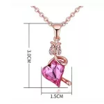 Nyaklánc virágos szív medállal, Swarovski kristállyal díszített, rózsaszín