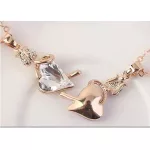Nyaklánc virágos szív medállal, Swarovski kristállyal díszített, fehér
