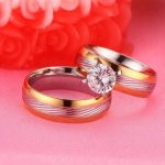 Nemesacél férfi karikagyűrű aranyozással,11