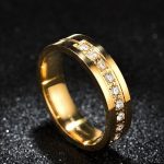 Nemesacél női karikagyűrű cirkóniumkristállyal, arany, 7