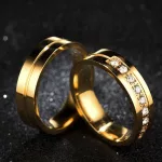 Nemesacél női karikagyűrű cirkóniumkristállyal, arany, 6