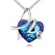 Nyaklánc szív medállal, LOVE felirattal, Swarovski kristállyal díszített, kék
