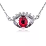 Nyaklánc szemet formázó medállal, Swarovski kristállyal díszített, piros