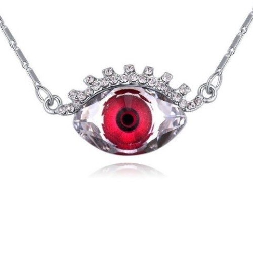 Nyaklánc szemet formázó medállal, Swarovski kristállyal díszített, piros