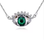Nyaklánc szemet formázó medállal, Swarovski kristállyal díszített, smaragdzöld