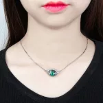 Nyaklánc szemet formázó medállal, Swarovski kristállyal díszített, smaragdzöld