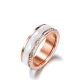 Női gyűrű nemesacélból, kerámiabetéttel, rosegold, 7