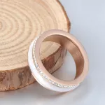 Női gyűrű nemesacélból, kerámiabetéttel, rosegold, 7