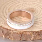 Női gyűrű nemesacélból, kerámiabetéttel, rosegold, 9