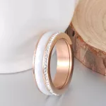 Női gyűrű nemesacélból, kerámiabetéttel, rosegold, 6