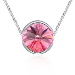   Nyaklánc kerek Swarovski kristállyal díszített, rózsaszín