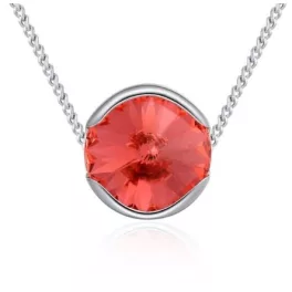 Nyaklánc kerek Swarovski kristállyal díszített, piros
