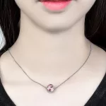 Nyaklánc kerek Swarovski kristállyal díszített, rózsaszín