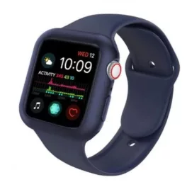   Apple watch óraszíj tokkal, szilikon, 38 mm, S, M, sötétkék