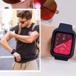 Apple watch óraszíj tokkal, szilikon, 44 mm, S, M, sötétkék
