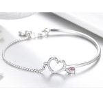 Ezüst karkötő két szívvel