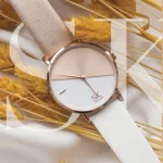 Shengke Női karóra, kéttónúsú, bőr szíjjal, beige