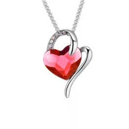   Nyaklánc elegáns Swarovski kristállyal díszítet szív medállal, piros