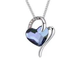   Nyaklánc elegáns Swarovski kristállyal díszített szív medállal, farmerkék