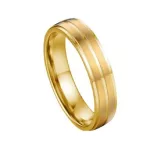 Férfi karikagyűrű, vésett csíkkal, nemesacél, aranyszínű, 9