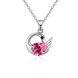   Nyaklánc hattyú medállal, Swarovski kristállyal díszített, rózsaszín
