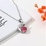 Nyaklánc hattyú medállal, Swarovski kristállyal díszített, rózsaszín