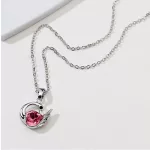 Nyaklánc hattyú medállal, Swarovski kristállyal díszített, rózsaszín