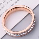 Női eljegyzési gyűrű, nemesacél, kristályos, rosegold 6