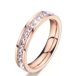   Női eljegyzési gyűrű, nemesacél, kristályos, rosegold, 8