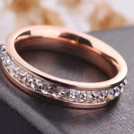 Női eljegyzési gyűrű, nemesacél, kristályos, rosegold, 9