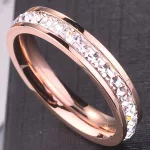 Női eljegyzési gyűrű, nemesacél, kristályos, rosegold, 10