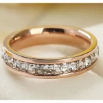 Női eljegyzési gyűrű, nemesacél, kristályos, rosegold, 10