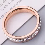 Női eljegyzési gyűrű, nemesacél, kristályos, rosegold, 10