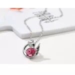 Hattyús nyaklánc és fülbevaló szett Swarovski kristállyal díszített, rózsaszín
