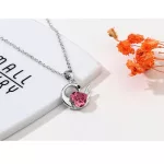 Hattyús nyaklánc és fülbevaló szett Swarovski kristállyal díszített, rózsaszín