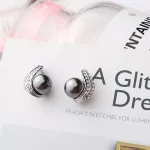 Gyöngyös nyaklánc és fülbevaló szett Swarovski kristállyal díszített, fekete