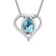 Nyaklánc szív medállal, Swarovski kristállyal díszített, akvamarin