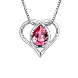   Nyaklánc szív medállal, Swarovski kristállyal díszített, rózsaszín
