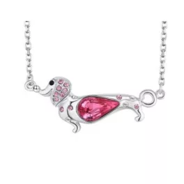   Nyaklánc Swarovski kristállyal díszített kutyás medállal, rózsaszín