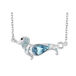   Nyaklánc Swarovski kristállyal díszített kutyás medállal, akvamarin