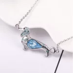 Nyaklánc Swarovski kristállyal díszített kutyás medállal, akvamarin