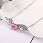 Nyaklánc kutyus medállal, Swarovski kristállyal díszített, rózsaszín