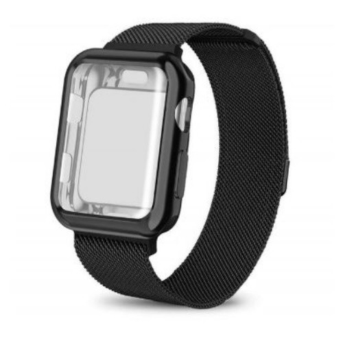 Apple watch óraszíj tokkal, nemesacél, 42 mm, fekete