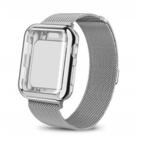 Apple watch óraszíj tokkal, nemesacél, 38 mm, ezüst