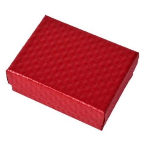 Ékszerdoboz strukturált mintával, papír, piros