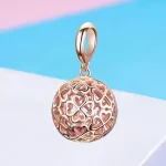 Ezüst charm, áttört virágos, rosegold 