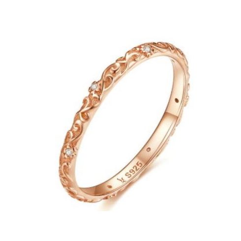 Ezüst gyűrű cirkóniumkristállyal, rosegold, 6-os méret