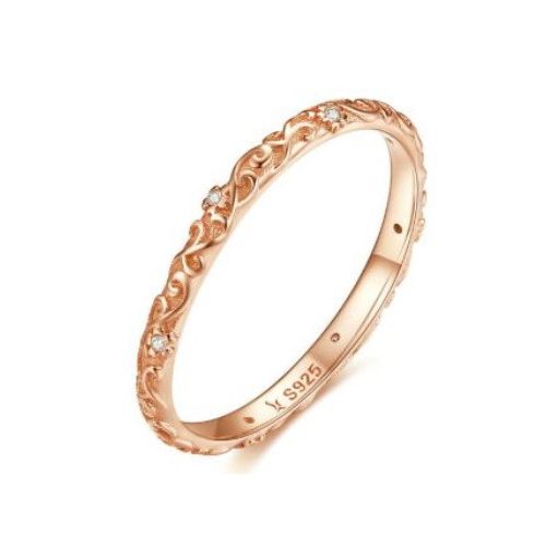 Ezüst gyűrű cirkóniumkristállyal, rosegold, 6-os méret